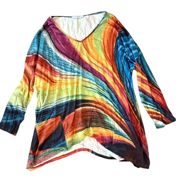 Colorful Swirl Tunic Top with Pocket – Size 3X - Picture 2 of 5